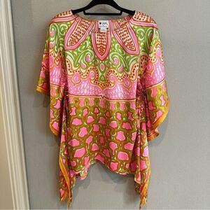 VERA for SCOOP BEACH | 100% silk summer swim cover up kimono mini dress tunic